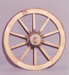 Rekonstruksjon av et hjul fra en vogn funnet ved graven til en prinsesse av Vix (tre og gull)